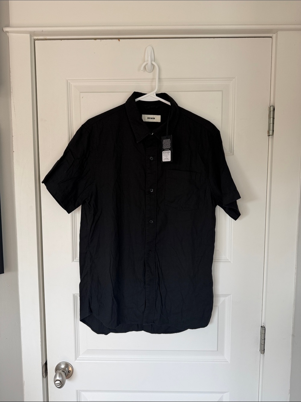 NWT Buck Mason Black Short Sleeve Casual Button-Down